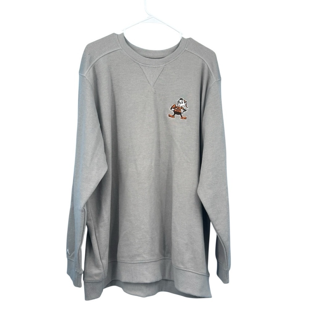 NWOT Gray Men's Cleveland Browns Sweater with Brownie Embroidered Logo